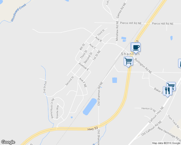 map of restaurants, bars, coffee shops, grocery stores, and more near 500 East 2nd Street Northeast in Rome