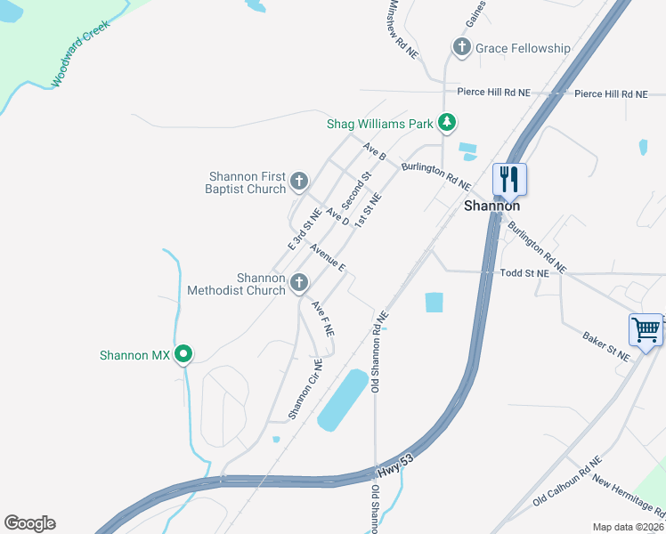 map of restaurants, bars, coffee shops, grocery stores, and more near 505 1st Street Northeast in Rome