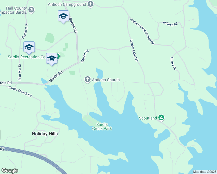 map of restaurants, bars, coffee shops, grocery stores, and more near 3635 Schofield Road in Gainesville