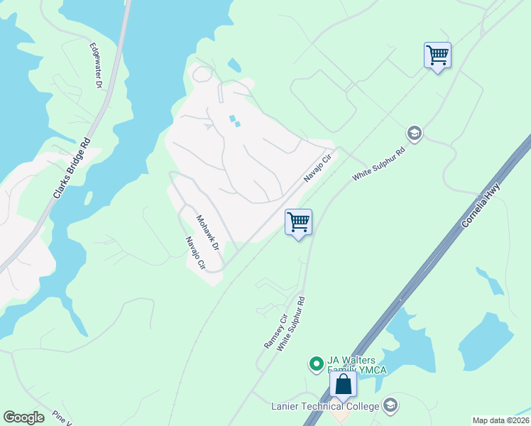 map of restaurants, bars, coffee shops, grocery stores, and more near 3103 The Trail Road in Gainesville