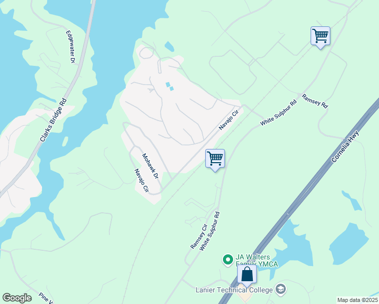map of restaurants, bars, coffee shops, grocery stores, and more near 3105 The Trail Road in Gainesville