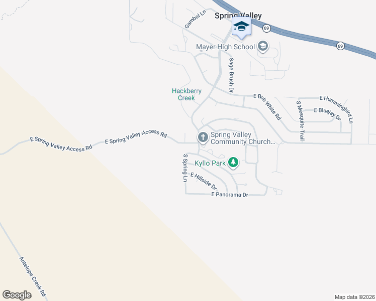 map of restaurants, bars, coffee shops, grocery stores, and more near 17032 E Lakeview Dr in Mayer