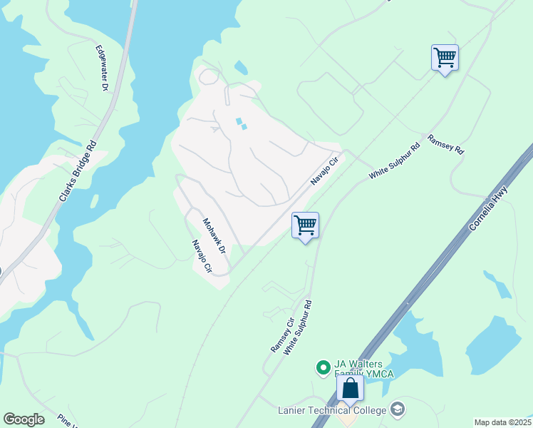 map of restaurants, bars, coffee shops, grocery stores, and more near 3105 The Trail Road in Gainesville