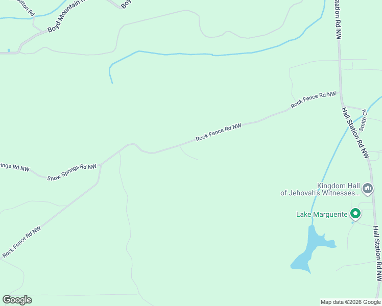 map of restaurants, bars, coffee shops, grocery stores, and more near 780 Rock Fence Road Northwest in Adairsville