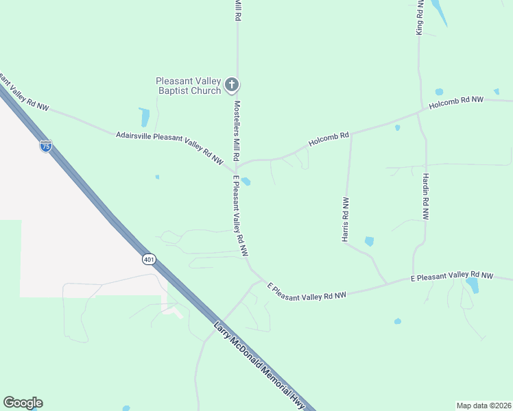 map of restaurants, bars, coffee shops, grocery stores, and more near 548 Pleasant Valley Road Northwest in Adairsville