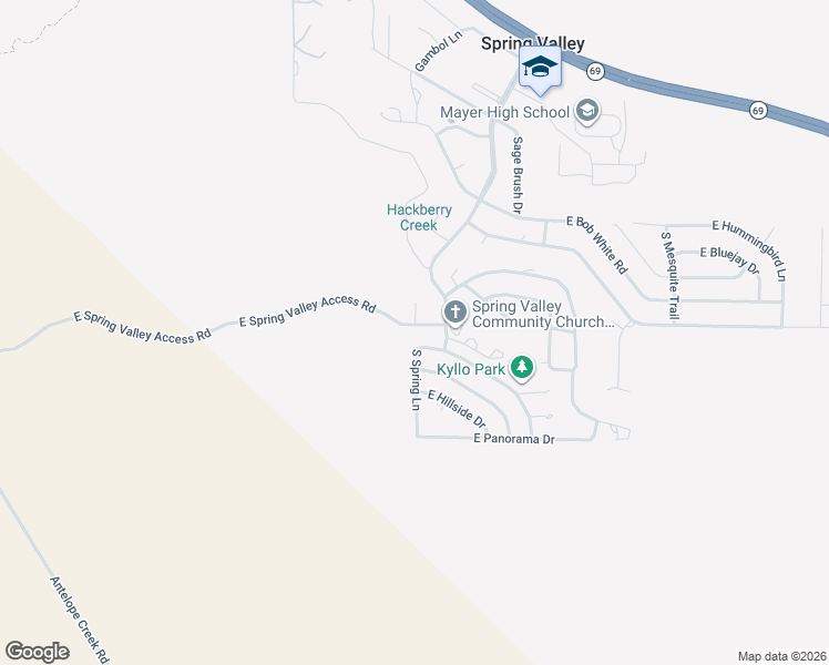map of restaurants, bars, coffee shops, grocery stores, and more near 17032 East Lakeview Drive in Mayer