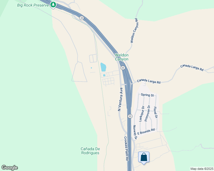 map of restaurants, bars, coffee shops, grocery stores, and more near 5721 North Ventura Avenue in Ventura