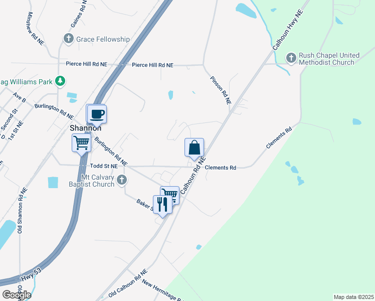 map of restaurants, bars, coffee shops, grocery stores, and more near 27 Todd Street Northeast in Rome