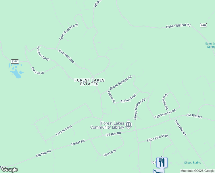 map of restaurants, bars, coffee shops, grocery stores, and more near 2675 Bailey Drive in Coconino County