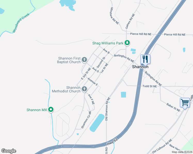 map of restaurants, bars, coffee shops, grocery stores, and more near 430 1st Street Northeast in Rome