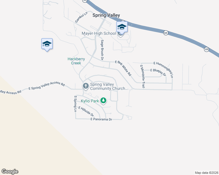 map of restaurants, bars, coffee shops, grocery stores, and more near 17290 East Apricot Lane in Mayer
