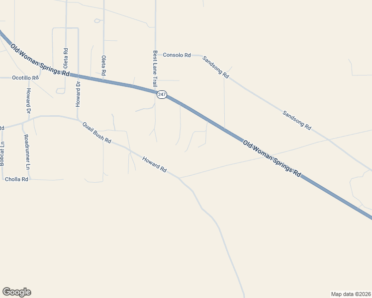 map of restaurants, bars, coffee shops, grocery stores, and more near 5096 Old Woman Springs Road in Johnson Valley