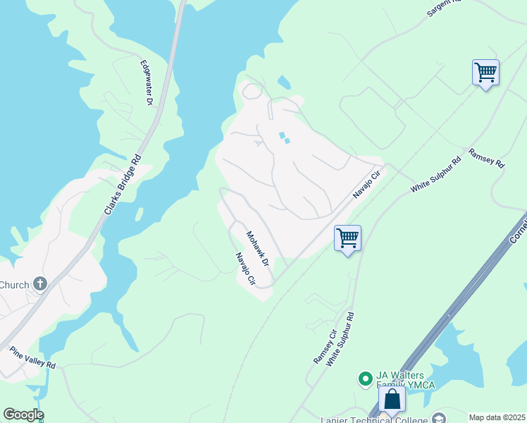 map of restaurants, bars, coffee shops, grocery stores, and more near 3251 Navajo Circle in Gainesville