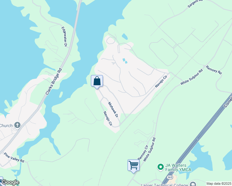 map of restaurants, bars, coffee shops, grocery stores, and more near 3251 Navajo Circle in Gainesville