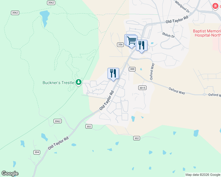 map of restaurants, bars, coffee shops, grocery stores, and more near 3000 Old Taylor Road in Oxford
