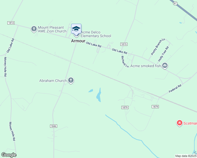 map of restaurants, bars, coffee shops, grocery stores, and more near 294 Dubar Drive in Riegelwood