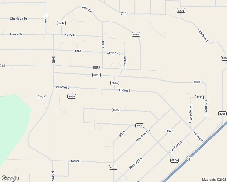 map of restaurants, bars, coffee shops, grocery stores, and more near County Road 8028 in Concho