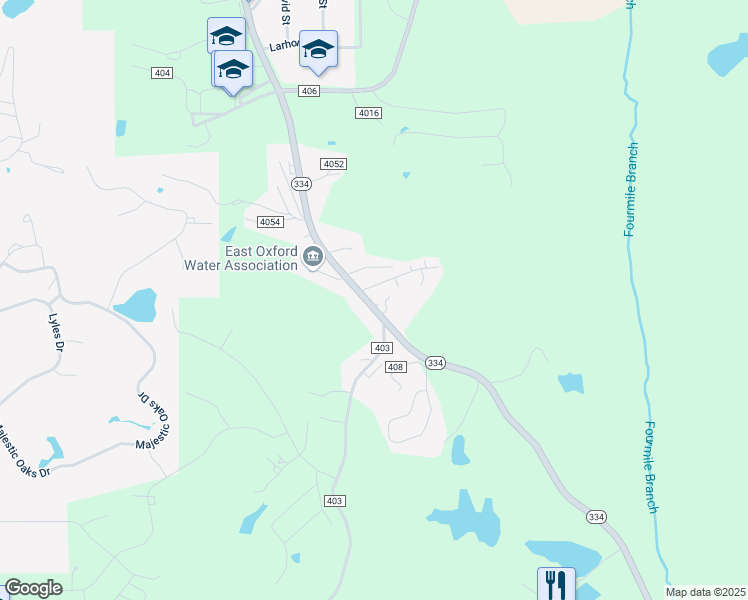 map of restaurants, bars, coffee shops, grocery stores, and more near 145 Mississippi 334 in Oxford