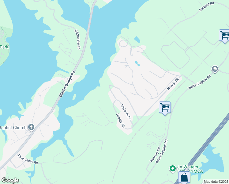 map of restaurants, bars, coffee shops, grocery stores, and more near 3208 Navajo Circle in Gainesville
