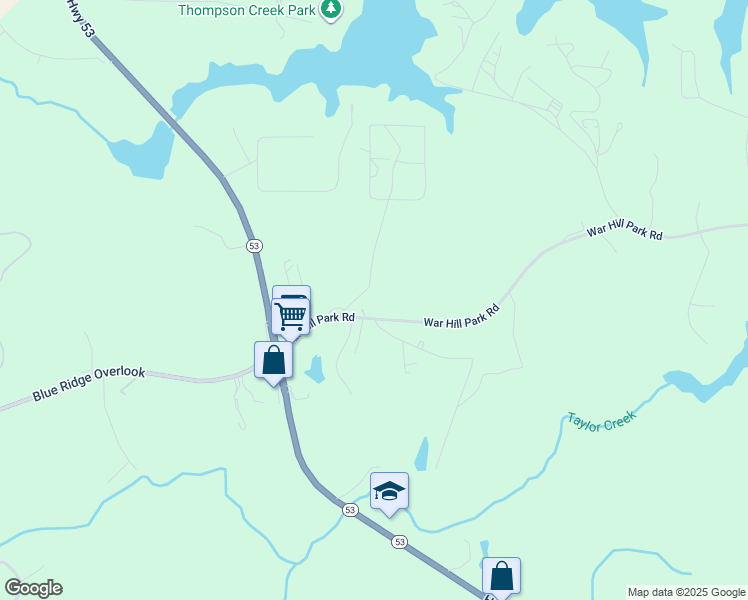 map of restaurants, bars, coffee shops, grocery stores, and more near 72 Dogwood Lane in Dawsonville