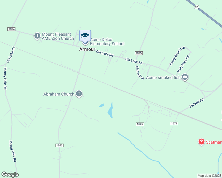 map of restaurants, bars, coffee shops, grocery stores, and more near 294 Dubar Drive in Riegelwood