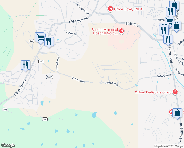 map of restaurants, bars, coffee shops, grocery stores, and more near 597-2799 County Road 300 in Oxford