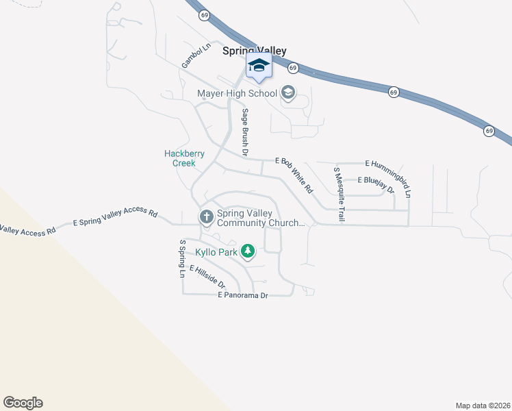 map of restaurants, bars, coffee shops, grocery stores, and more near 17290 East Apricot Lane in Mayer