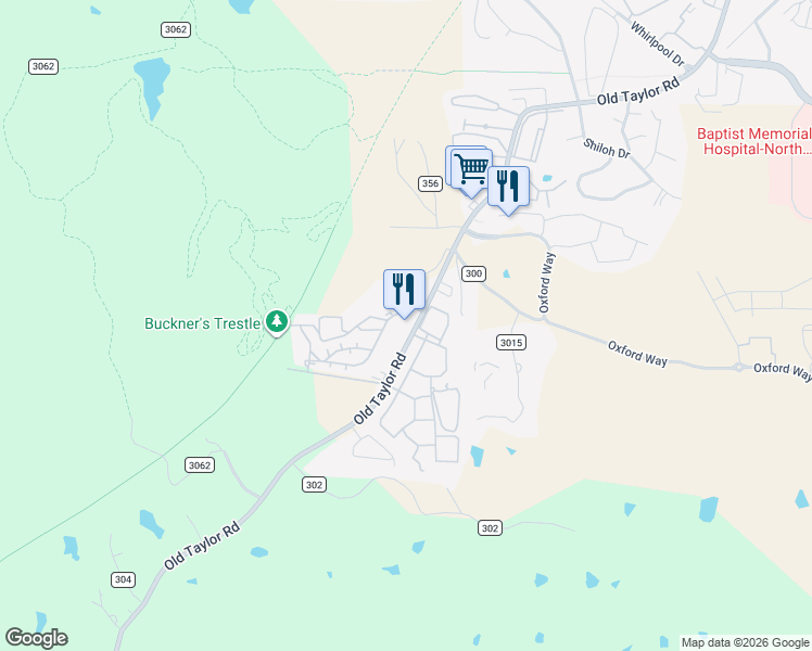 map of restaurants, bars, coffee shops, grocery stores, and more near 3000 Old Taylor Road in Oxford