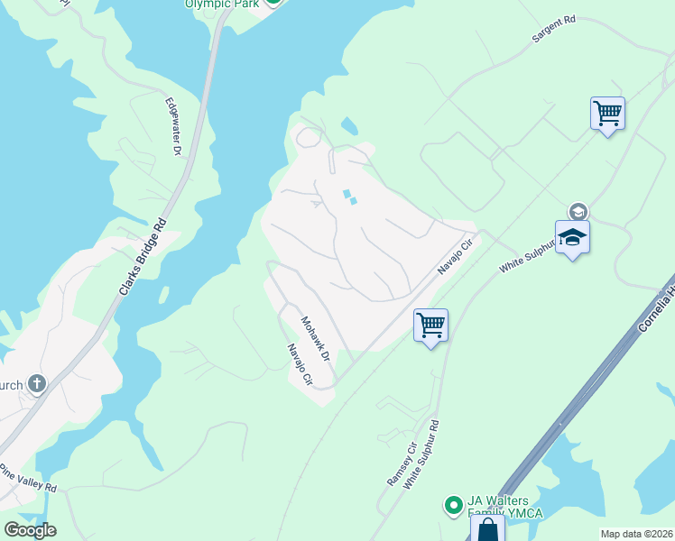 map of restaurants, bars, coffee shops, grocery stores, and more near 3214 Timbers Road in Gainesville