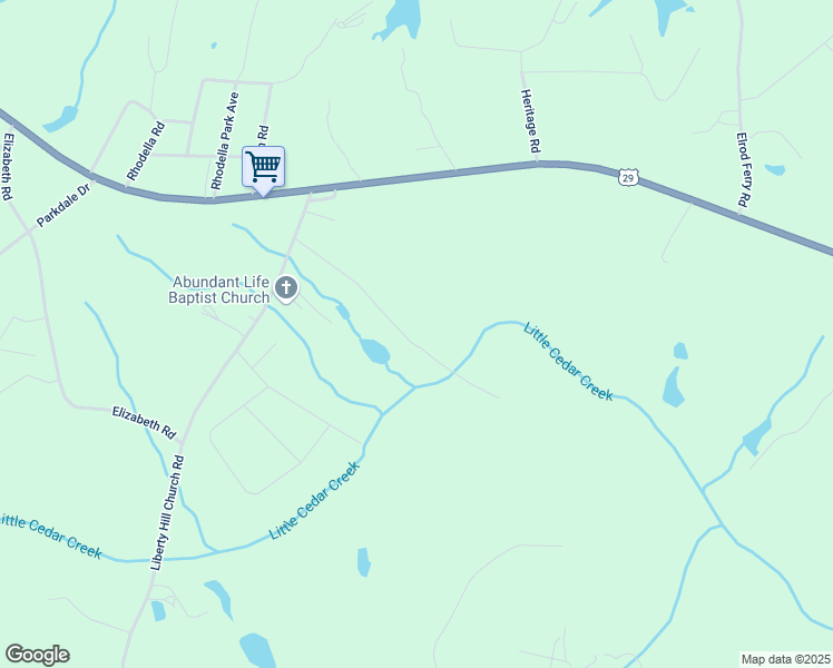 map of restaurants, bars, coffee shops, grocery stores, and more near 345 Cedar Pond Road in Hartwell