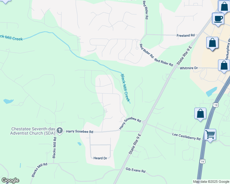 map of restaurants, bars, coffee shops, grocery stores, and more near 286 Quail Pass in Dawsonville