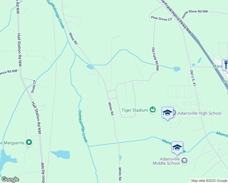 map of restaurants, bars, coffee shops, grocery stores, and more near Fieldwood Drive Northwest in Adairsville