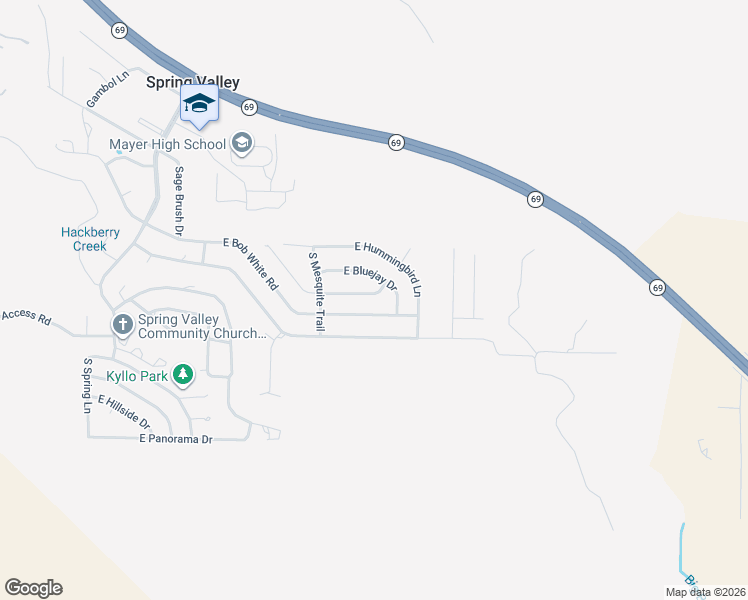 map of restaurants, bars, coffee shops, grocery stores, and more near 17712 East Bob White Road in Mayer