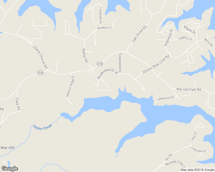 map of restaurants, bars, coffee shops, grocery stores, and more near Brookwood Drive in Dawsonville