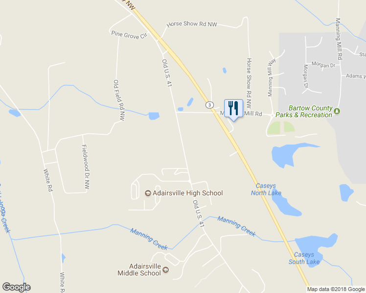 map of restaurants, bars, coffee shops, grocery stores, and more near Old U.S. 41 in Adairsville