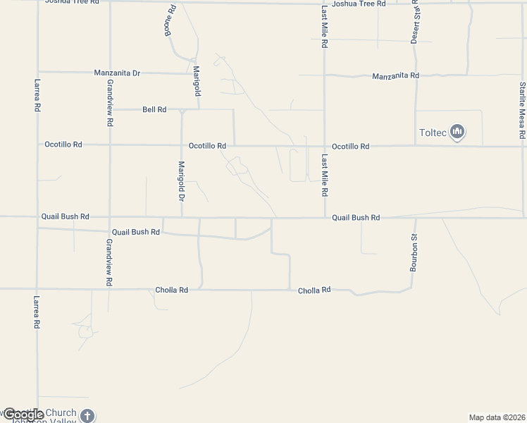 map of restaurants, bars, coffee shops, grocery stores, and more near Quail Bush Road in San Bernardino County