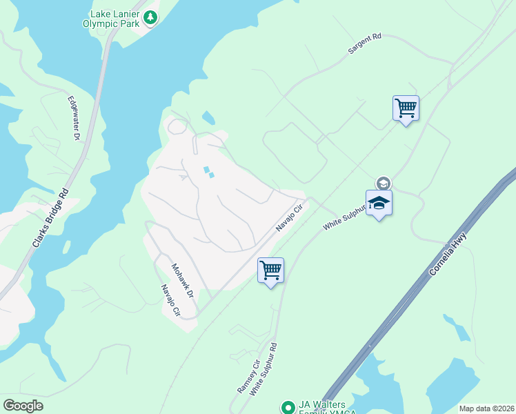 map of restaurants, bars, coffee shops, grocery stores, and more near 2925 Lake Hollow Road in Gainesville