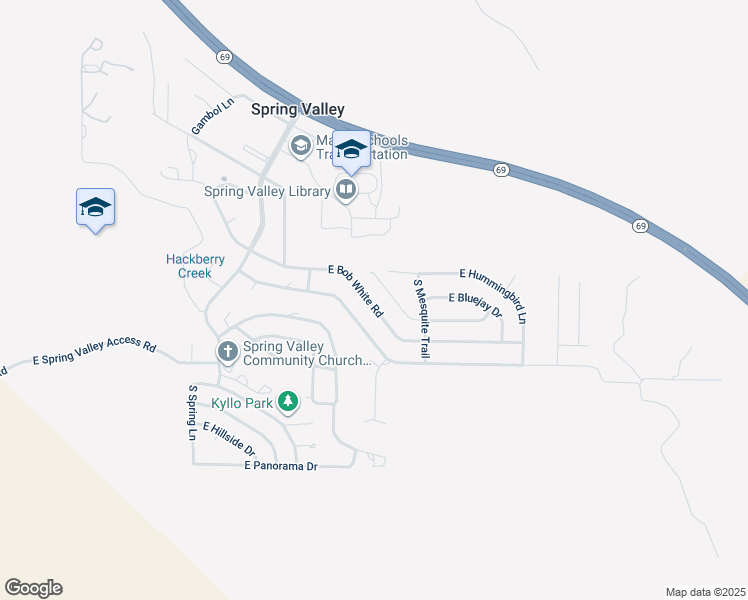 map of restaurants, bars, coffee shops, grocery stores, and more near 17442 East Bob White Road in Mayer