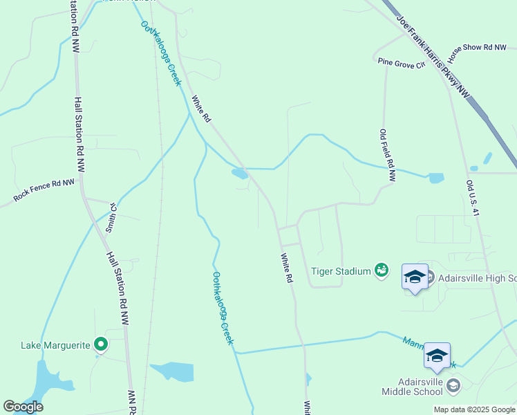 map of restaurants, bars, coffee shops, grocery stores, and more near 74 Justine Road Northwest in Adairsville