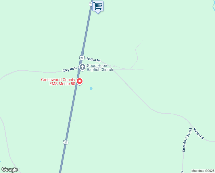 map of restaurants, bars, coffee shops, grocery stores, and more near 222 Nation Road in Hodges