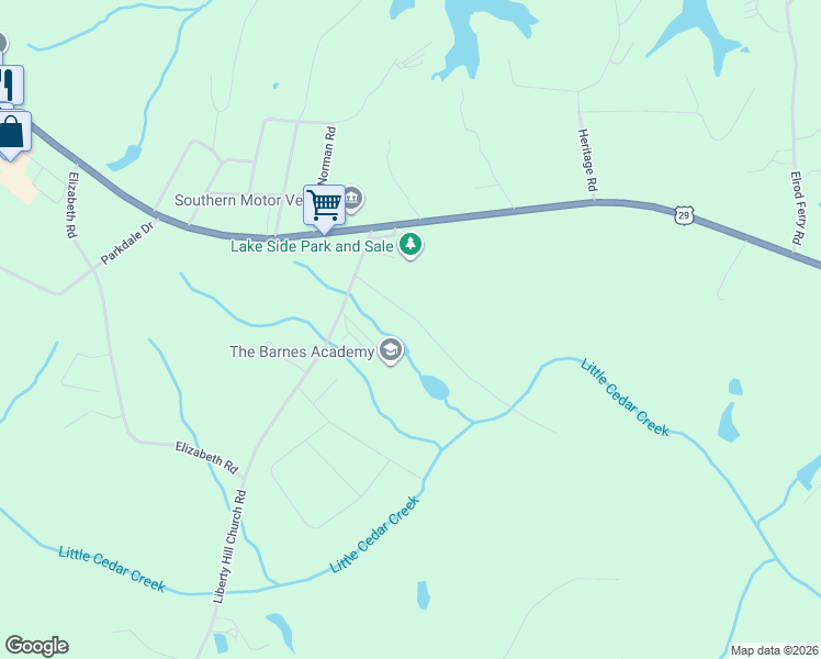 map of restaurants, bars, coffee shops, grocery stores, and more near 190 Cedar Pond Road in Hartwell