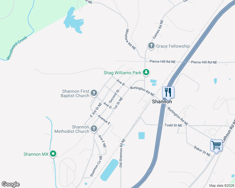 map of restaurants, bars, coffee shops, grocery stores, and more near 265 East 2nd Street Northeast in Rome