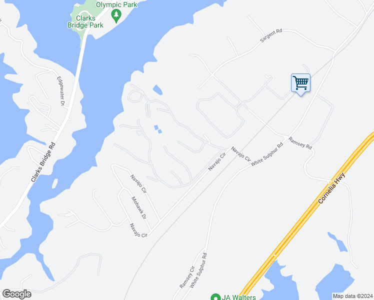 map of restaurants, bars, coffee shops, grocery stores, and more near 2933 Lake Hollow Road in Gainesville