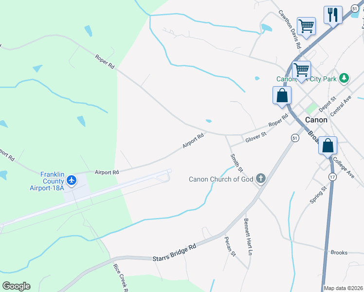 map of restaurants, bars, coffee shops, grocery stores, and more near in Canon