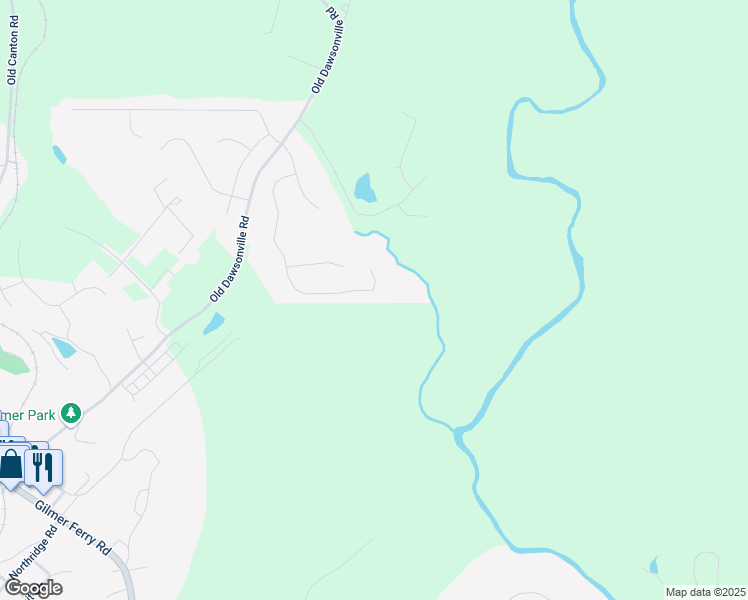 map of restaurants, bars, coffee shops, grocery stores, and more near 260 South Mountain Brook Way in Ball Ground