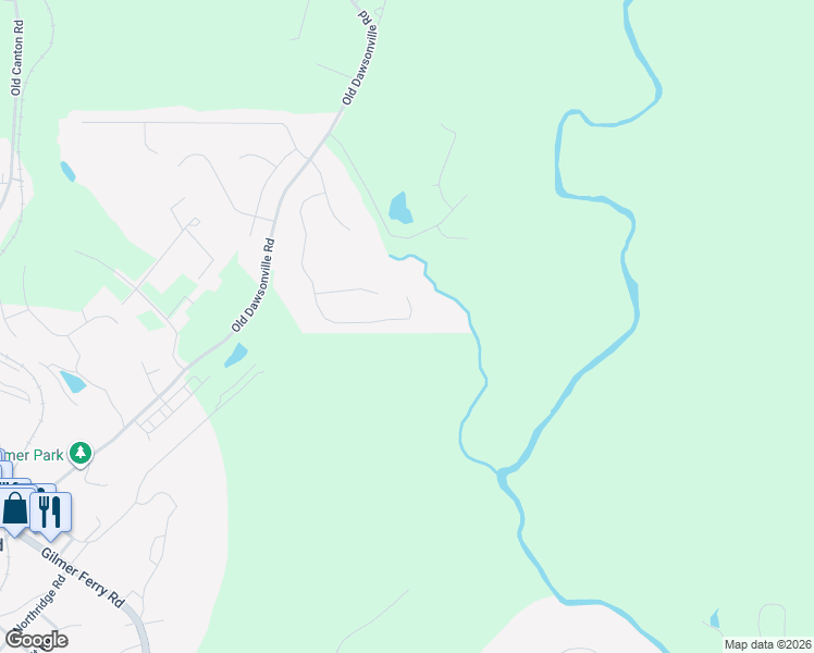 map of restaurants, bars, coffee shops, grocery stores, and more near 260 South Mountain Brook Way in Ball Ground