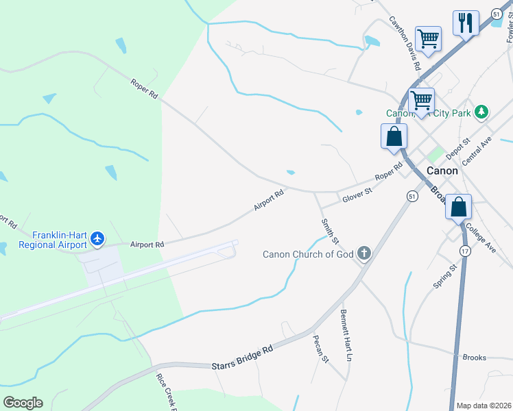 map of restaurants, bars, coffee shops, grocery stores, and more near in Canon