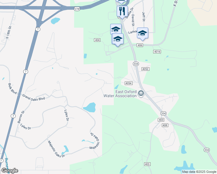 map of restaurants, bars, coffee shops, grocery stores, and more near 1029-1299 Old Lake Cove in Oxford
