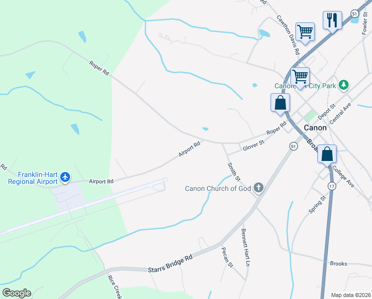 map of restaurants, bars, coffee shops, grocery stores, and more near in Canon