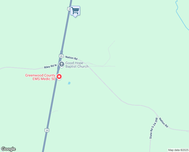 map of restaurants, bars, coffee shops, grocery stores, and more near 222 Nation Road in Hodges